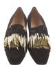 Christian Louboutin Suede Feather Trim Loafers