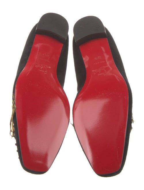 Christian Louboutin Suede Feather Trim Loafers