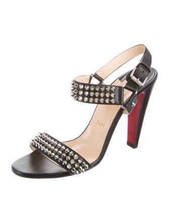 Christian Louboutin Spike Accents Leather Slingback Sandals