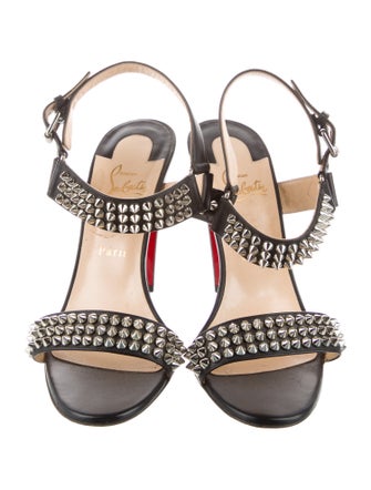 Christian Louboutin Spike Accents Leather Slingback Sandals