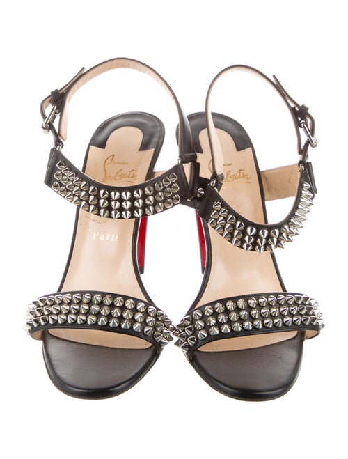 Christian Louboutin Spike Accents Leather Slingback Sandals