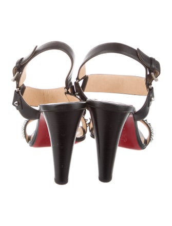 Christian Louboutin Spike Accents Leather Slingback Sandals