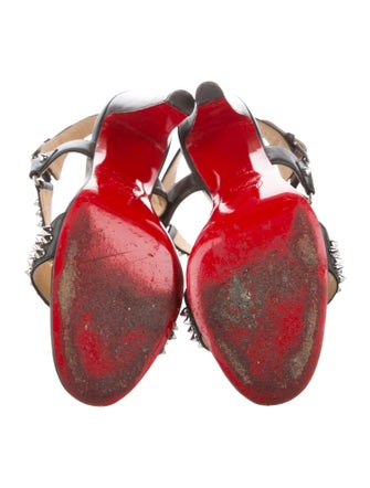 Christian Louboutin Spike Accents Leather Slingback Sandals