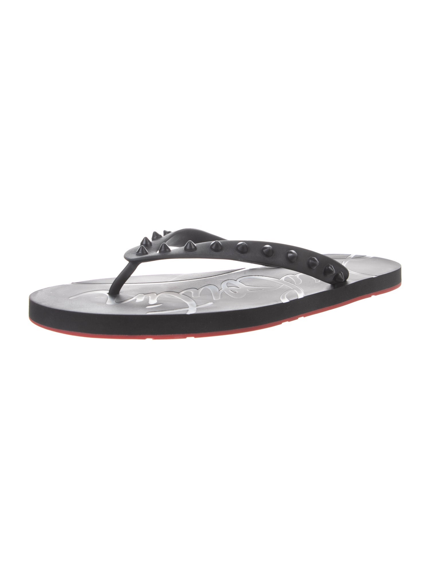 Christian Louboutin Spike Accents Rubber Flip Flops