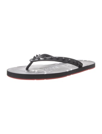 Christian Louboutin Spike Accents Rubber Flip Flops