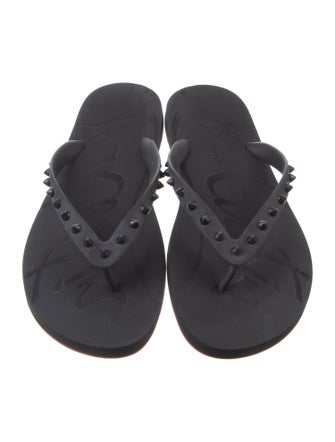 Christian Louboutin Spike Accents Rubber Flip Flops