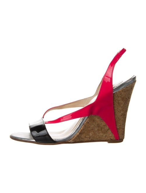 Christian Louboutin Patent Leather Colorblock Pattern Slingback Sandals