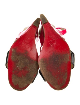 Christian Louboutin Patent Leather Colorblock Pattern Slingback Sandals