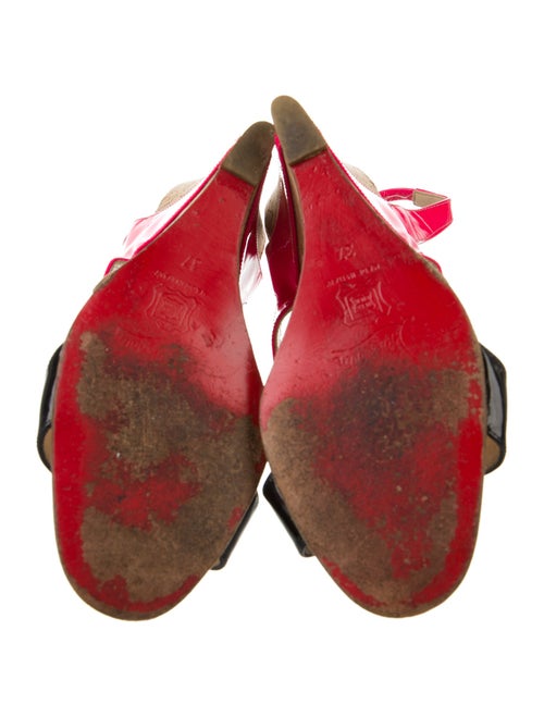 Christian Louboutin Patent Leather Colorblock Pattern Slingback Sandals