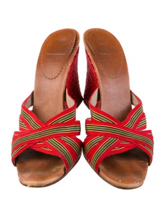 Christian Louboutin Canvas Striped Slides