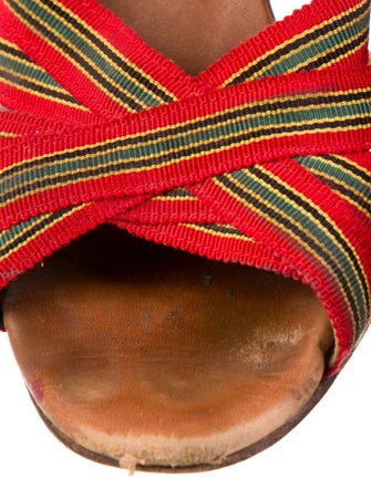 Christian Louboutin Canvas Striped Slides