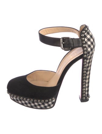 Christian Louboutin Suede Plaid Print D'Orsay Pumps
