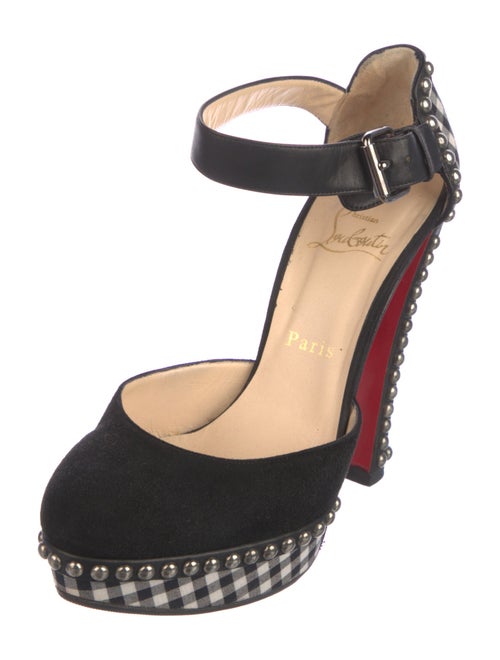 Christian Louboutin Suede Plaid Print D'Orsay Pumps