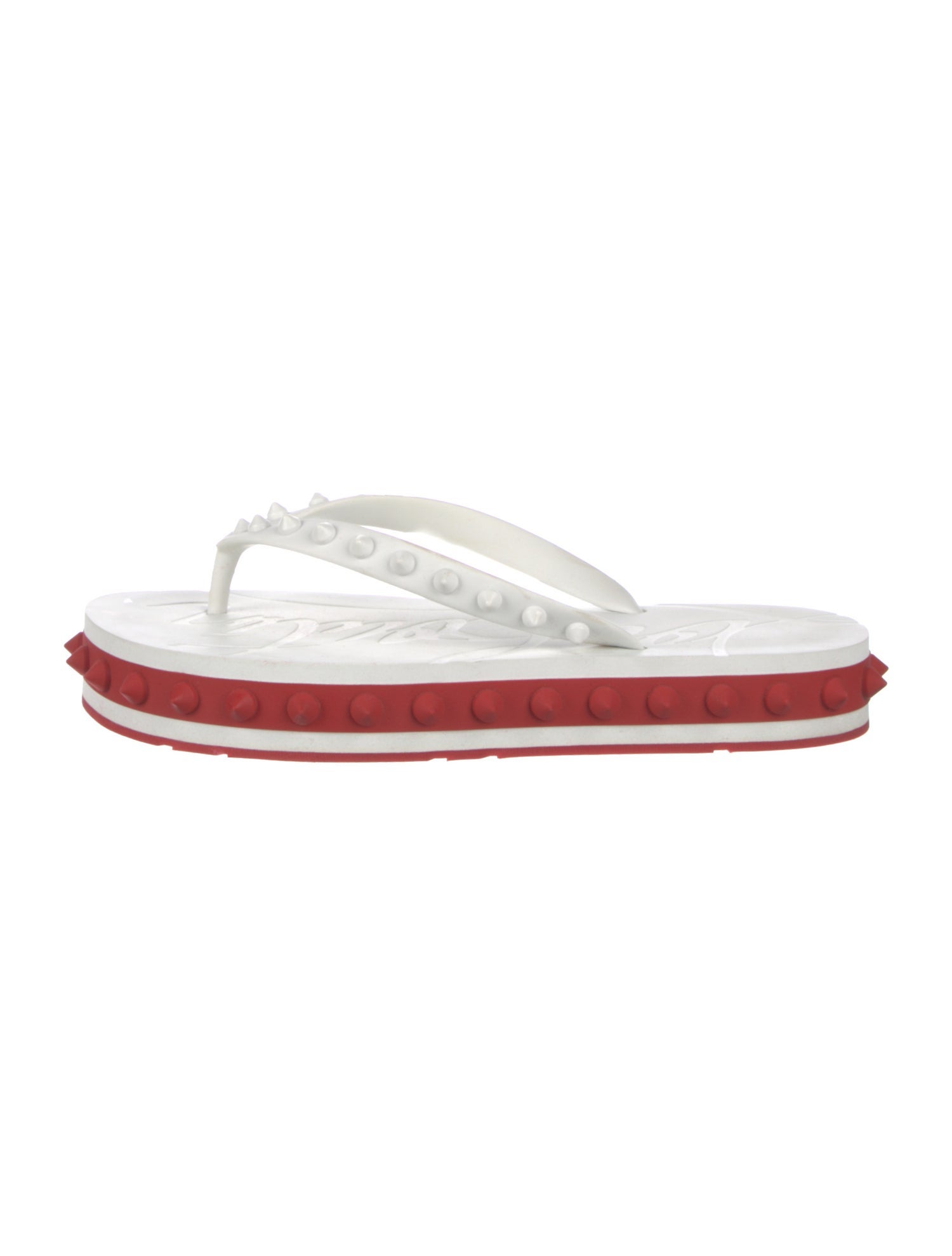 Christian Louboutin Spike Accents Rubber Flip Flops