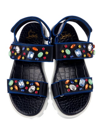 Christian Louboutin Satin Crystal Embellishments Slingback Sandals