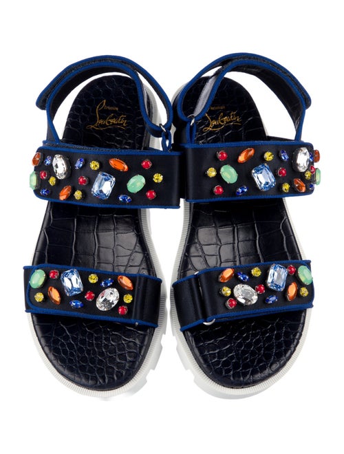 Christian Louboutin Satin Crystal Embellishments Slingback Sandals