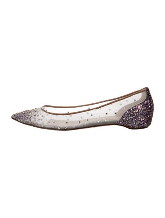 Christian Louboutin Mesh Glitter Accents Ballet Flats