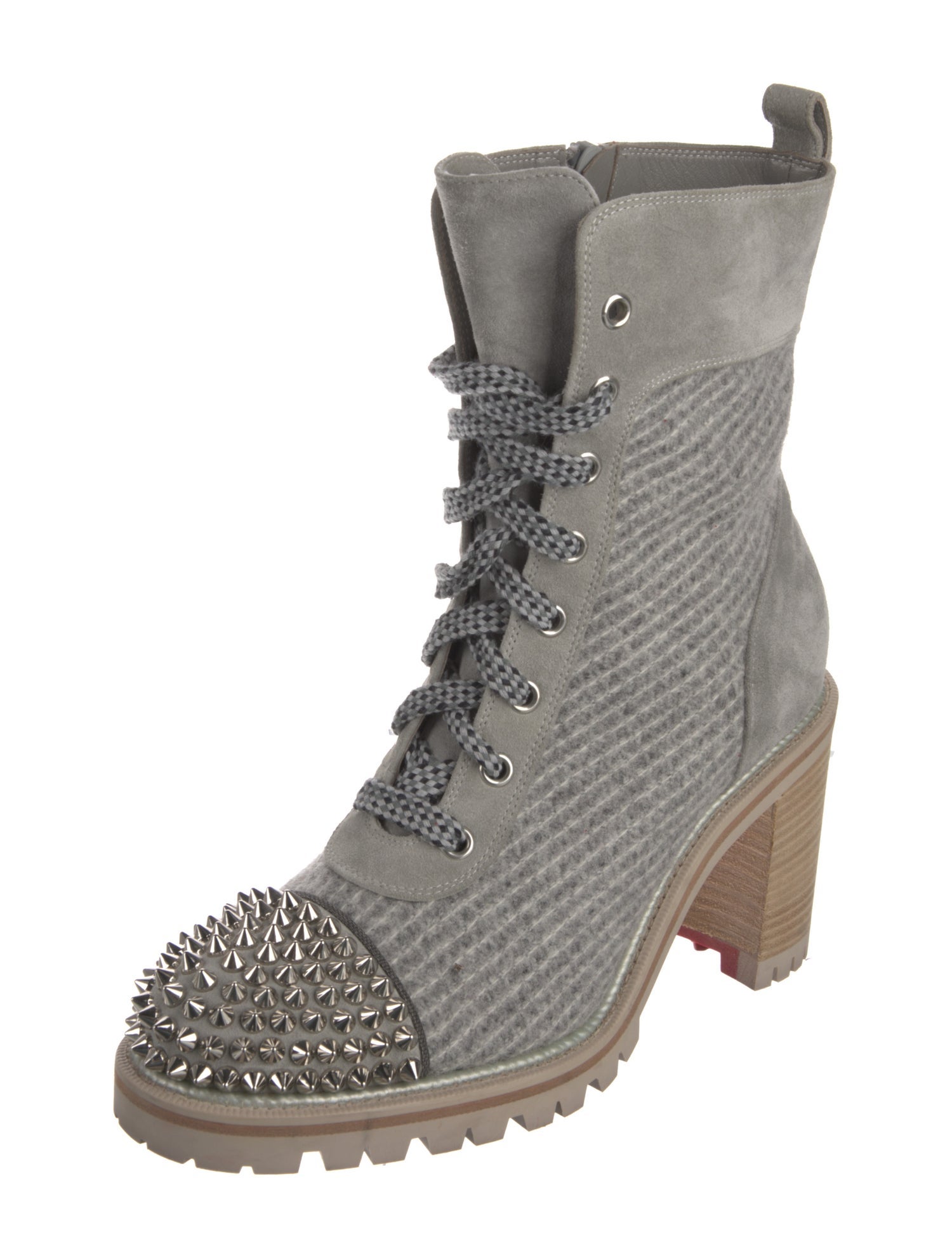 Christian Louboutin Spike Accents Wool Boots
