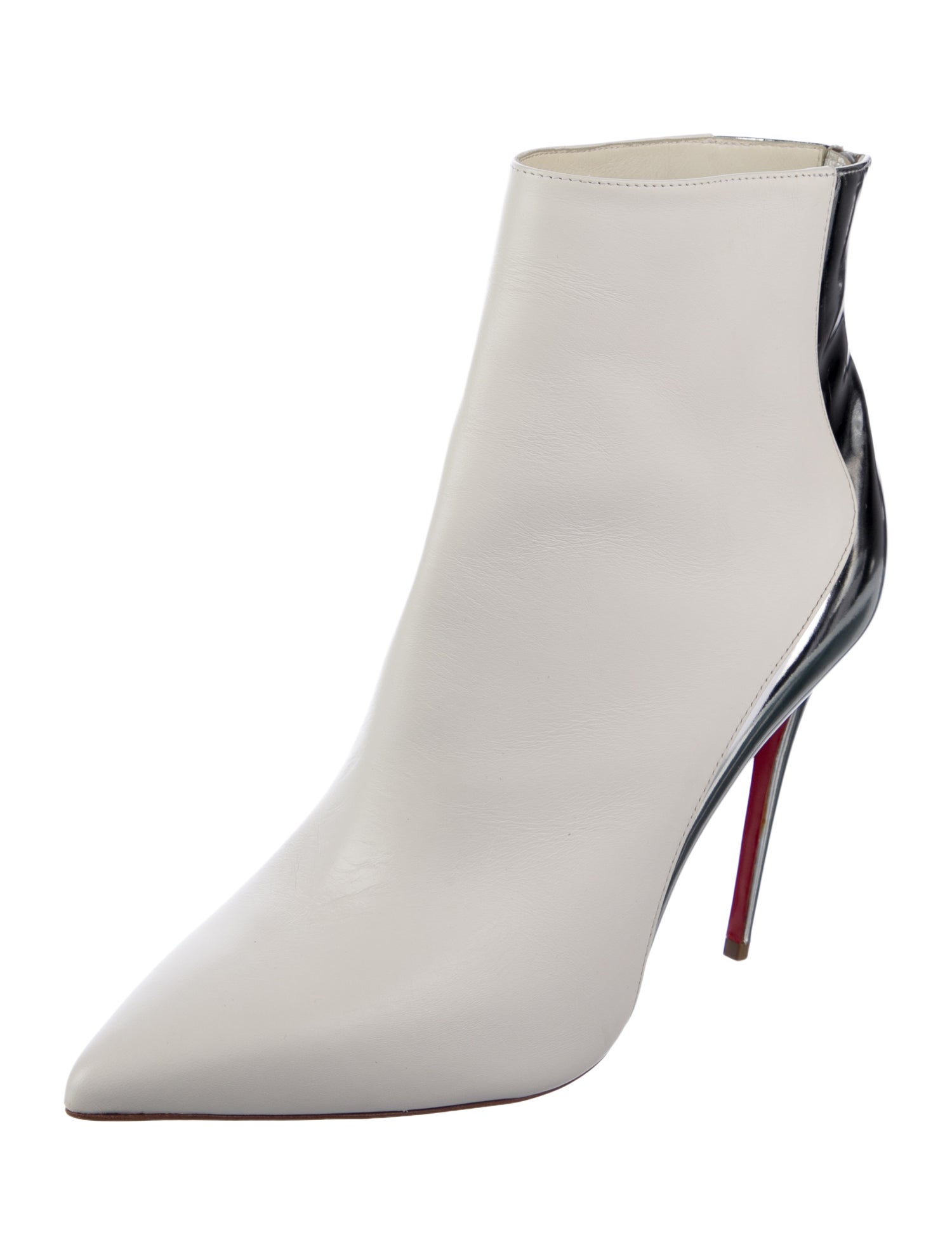 Christian Louboutin Leather Colorblock Pattern Lace-Up Boots