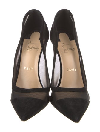 Christian Louboutin Suede Mesh Accents Pumps