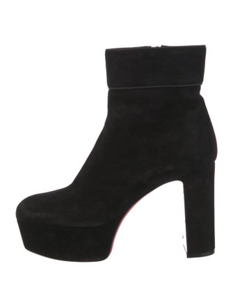 Christian Louboutin Suede Grosgrain Trim Boots