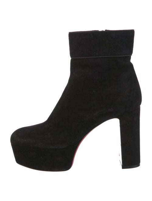 Christian Louboutin Suede Grosgrain Trim Boots