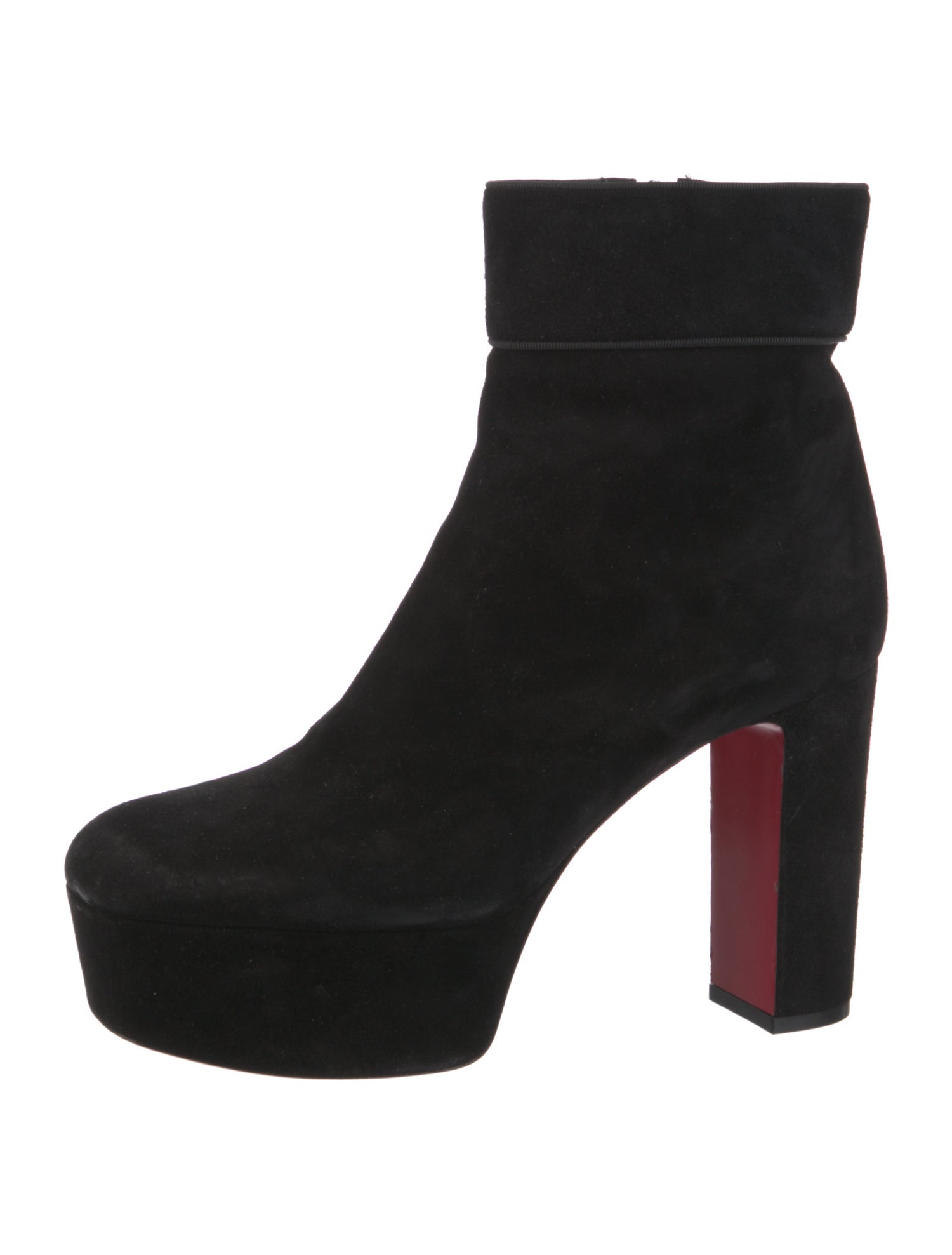 Christian Louboutin Suede Grosgrain Trim Boots