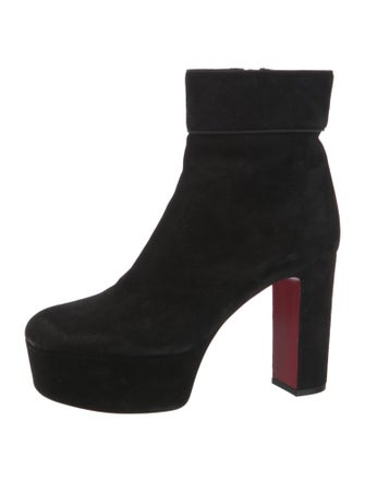 Christian Louboutin Suede Grosgrain Trim Boots