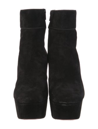 Christian Louboutin Suede Grosgrain Trim Boots