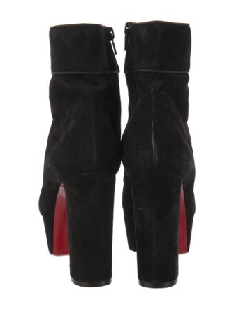 Christian Louboutin Suede Grosgrain Trim Boots