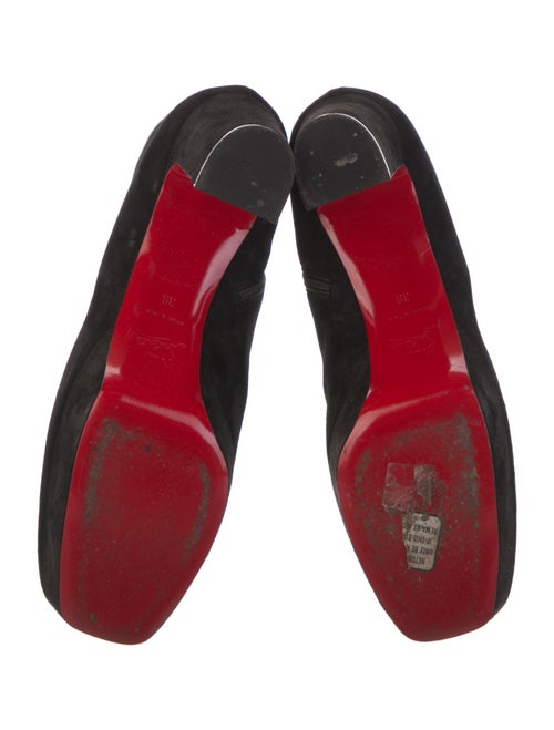 Christian Louboutin Suede Grosgrain Trim Boots