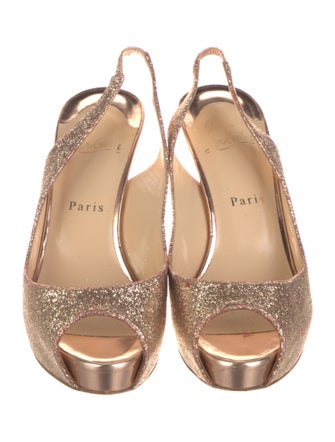 Christian Louboutin Glitter Glitter Accents Slingback Pumps