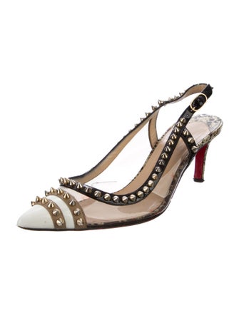 Christian Louboutin Spike Accents PVC Slingback Pumps