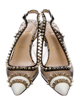 Christian Louboutin Spike Accents PVC Slingback Pumps