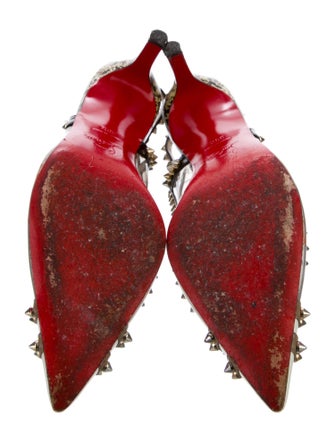 Christian Louboutin Spike Accents PVC Slingback Pumps