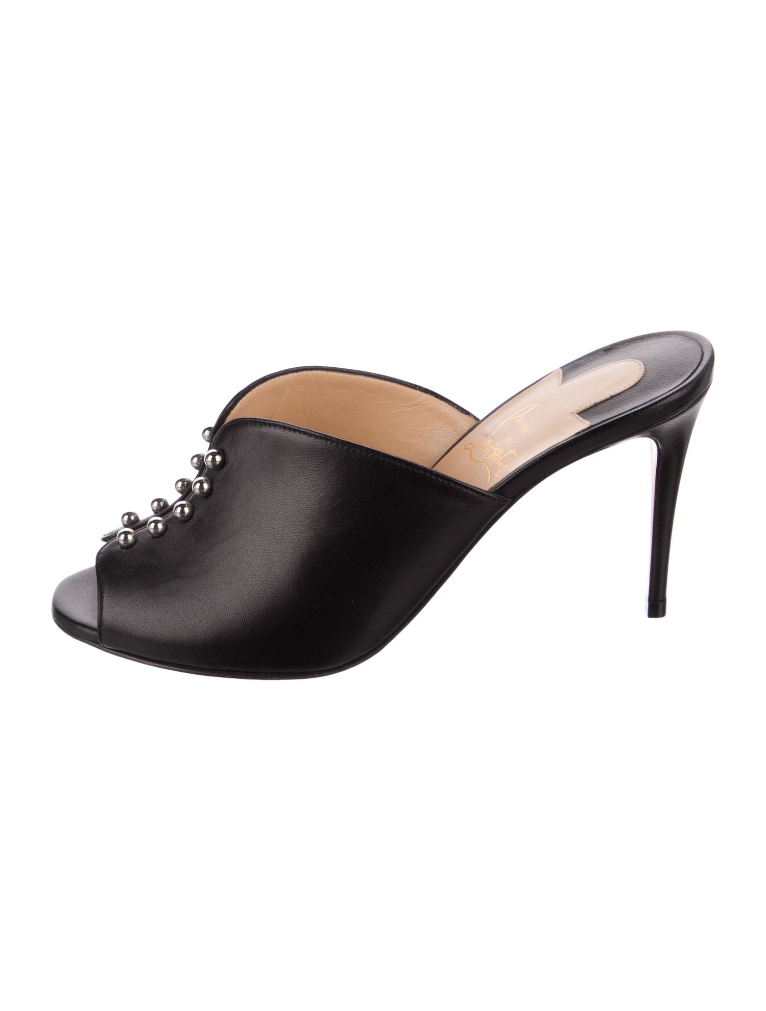 Christian Louboutin Leather Studded Accents Mules