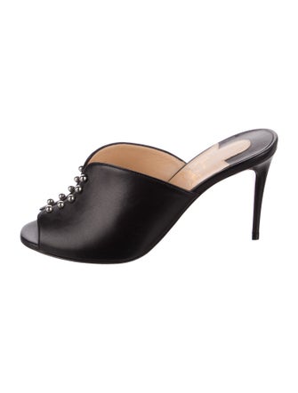 Christian Louboutin Leather Studded Accents Mules