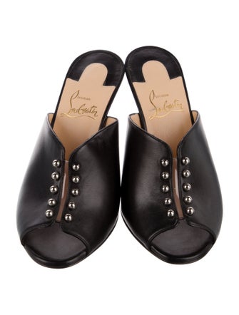 Christian Louboutin Leather Studded Accents Mules