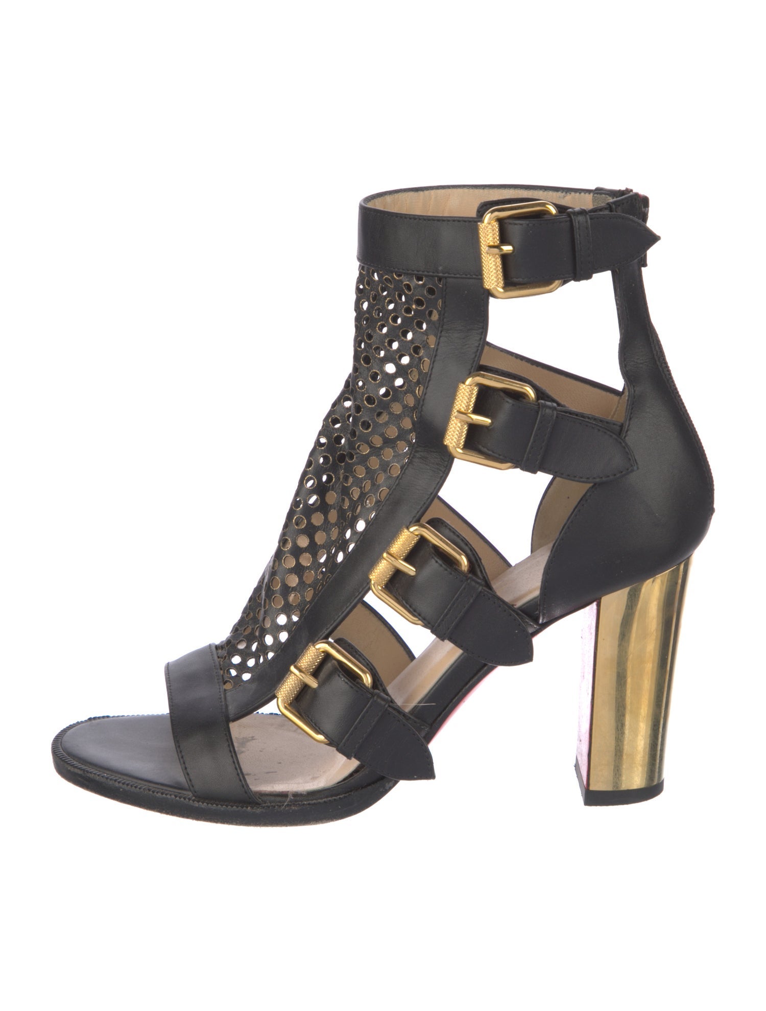 Christian Louboutin Leather Lasercut Accents Gladiator Sandals