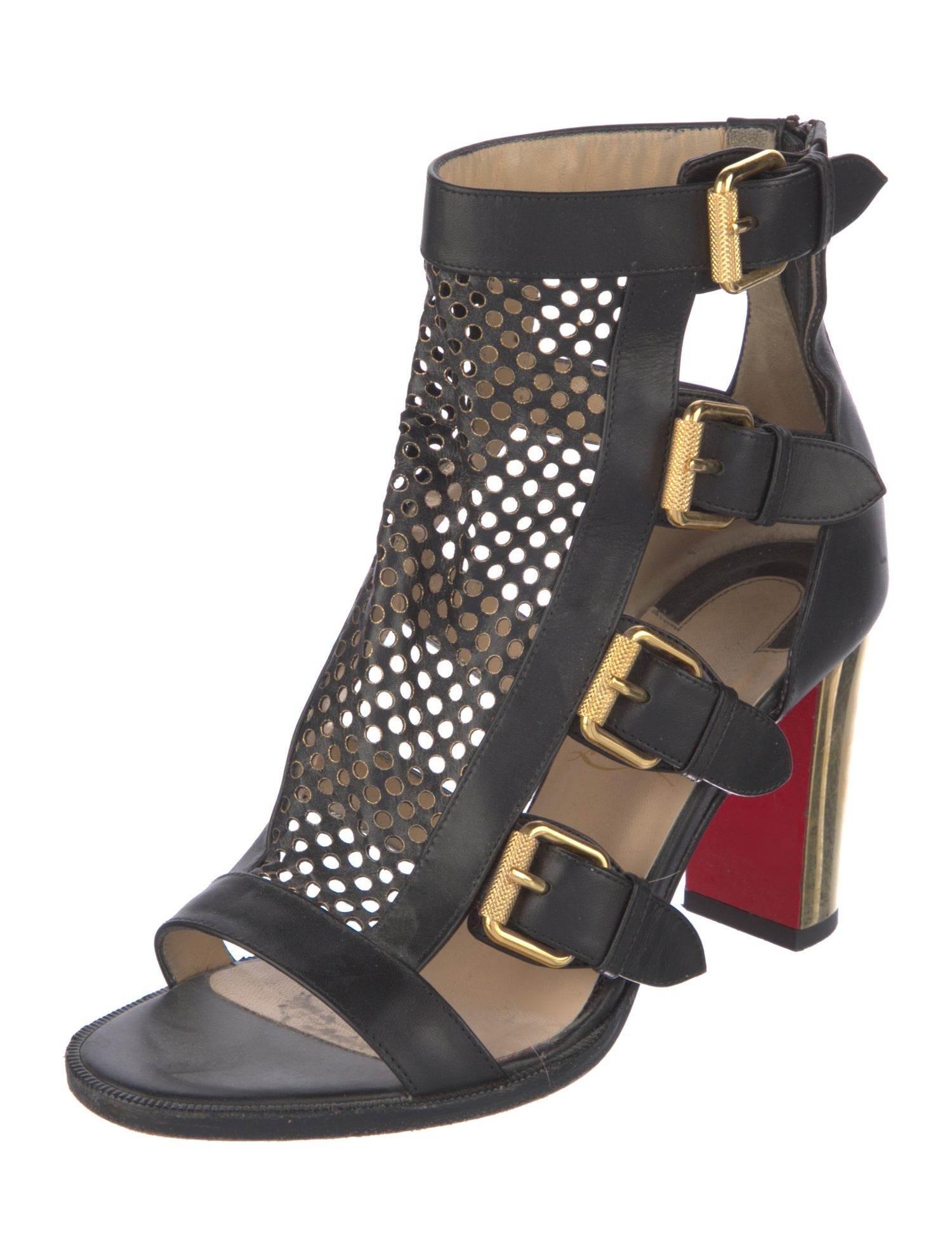 Christian Louboutin Leather Lasercut Accents Gladiator Sandals