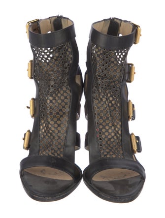 Christian Louboutin Leather Lasercut Accents Gladiator Sandals