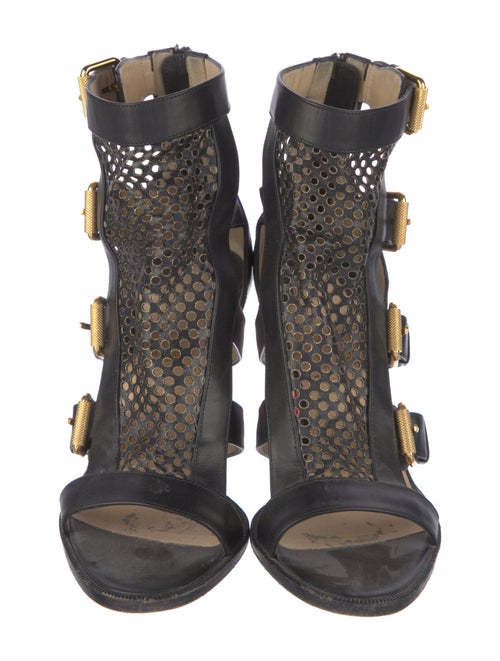 Christian Louboutin Leather Lasercut Accents Gladiator Sandals