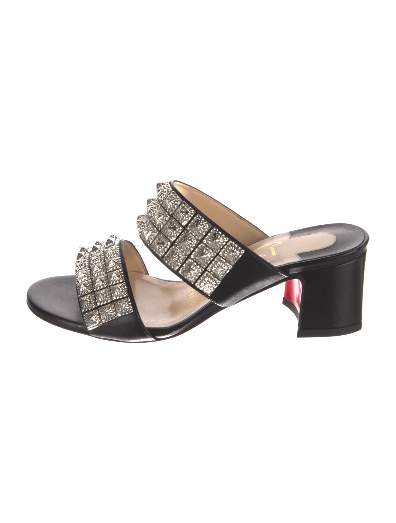 Christian Louboutin Leather Studded Accents Slides