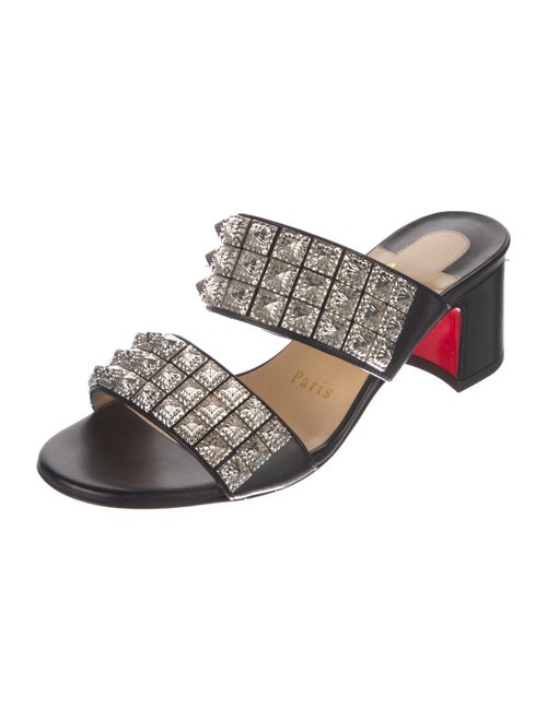 Christian Louboutin Leather Studded Accents Slides