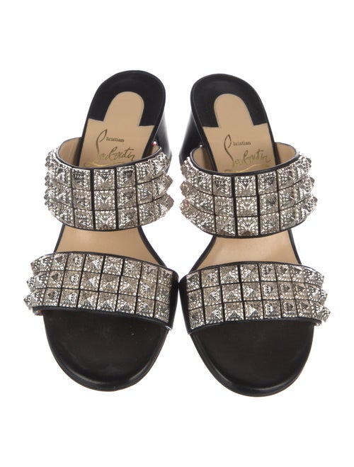 Christian Louboutin Leather Studded Accents Slides