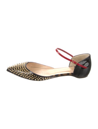 Christian Louboutin Spike Accents Patent Leather D'Orsay Flats