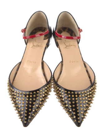 Christian Louboutin Spike Accents Patent Leather D'Orsay Flats