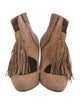 Christian Louboutin Suede Fringe Trim Accent Lace-Up Boots