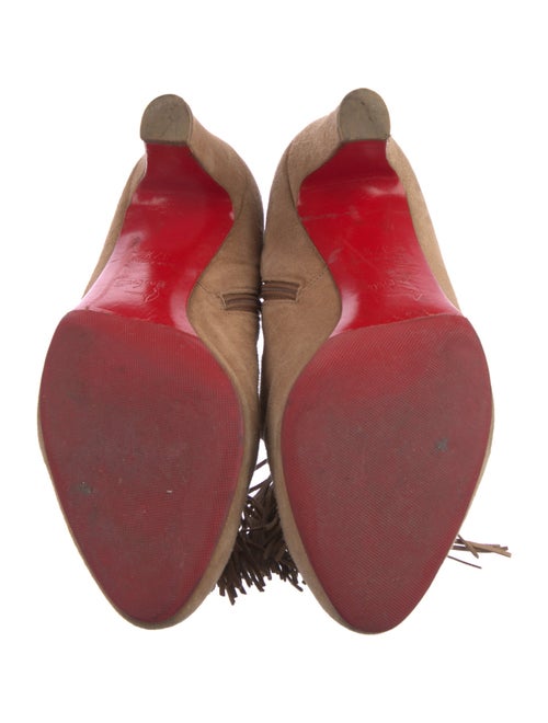 Christian Louboutin Suede Fringe Trim Accent Lace-Up Boots