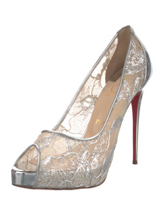 Christian Louboutin Lace Pattern Slingback Pumps